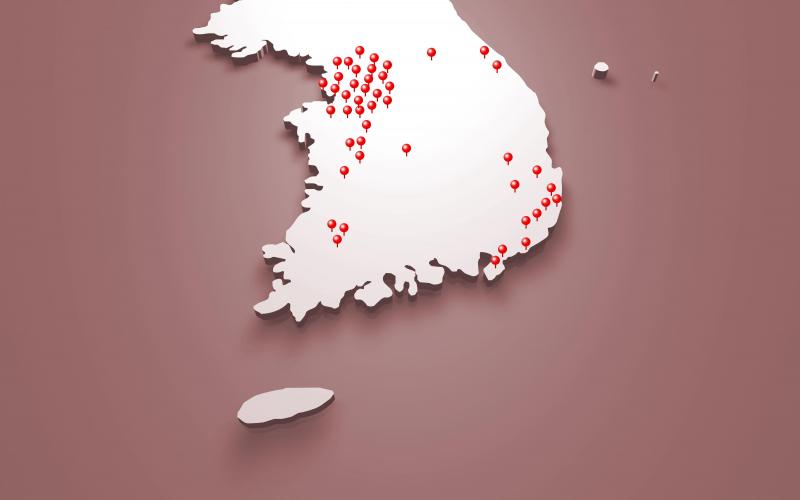 전국 참여 병원 분포 지도 — 수도권과 주요 광역시에 분포한 참여 병원 위치